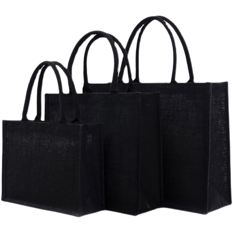 Black Jute Grocery Tote with Logo Imprint Customize for Promotion