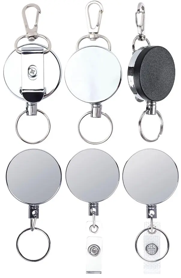 Heavy Duty Retractable Badge Reel with All-Metal Swivel Clip, 60cm Long Cord ID Card Holder for Nurses, Office Workers, and Professionals (Black)