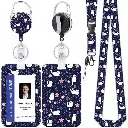 Cute Retractable Badge Reel with Lanyard, Customizable ID Card Holder, Heavy-Duty Metal Swivel Clip for Office, School, Nurses - Nautical Sailor & Floral Design