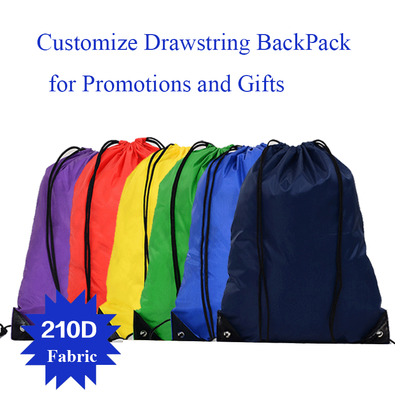 Nylon Polyester Drawstring Backpack with Logo Imprint Customize for Promotion Sports Outdoors