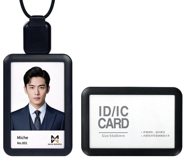 ID Card Holder with Lanyard & Retractable Badge Reel – Heavy Duty PU Leather, Dual Card Slot, 80cm Steel Cable for Office, School, Nurses & Events