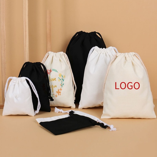 Cotton Canvas Draw String Bags with Logo Imprint Customize