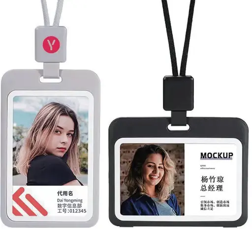 Retractable Badge Reel with PU Leather ID Card Holder - Heavy Duty 80cm Extendable Pull Keychain with Quick-Release Carabiner Clip for Office, School, Employee ID, Name Tag, Keys